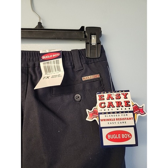 Vintage Bugle Boy Pleated Khaki Pants Boys 7x Easy Care No Wrinkle Navy Blue‎ - Picture 4 of 8